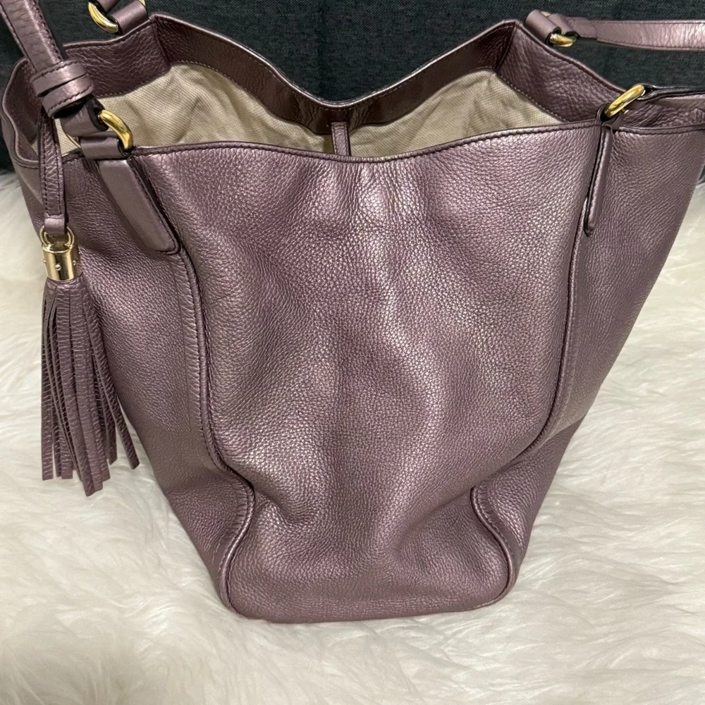 Gucci Dusty Mauve Leather Shoulder Bag with Tassel
